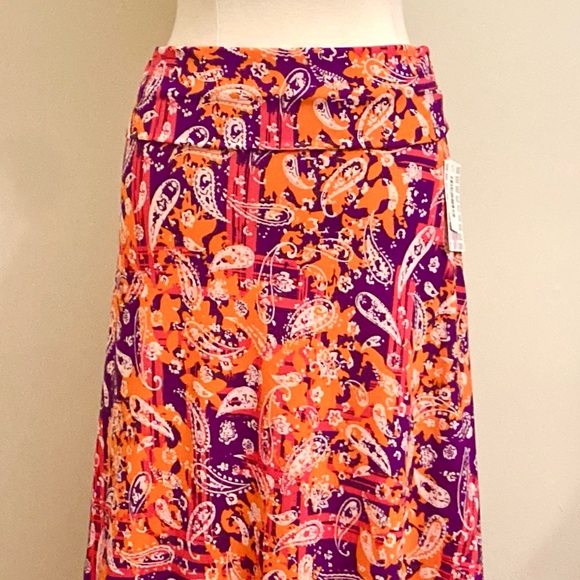 LuLaRoe Orange Pink Purple Paisley SZ M Bohemian Hippie Festival Maxi Skirt - Picture 2 of 10